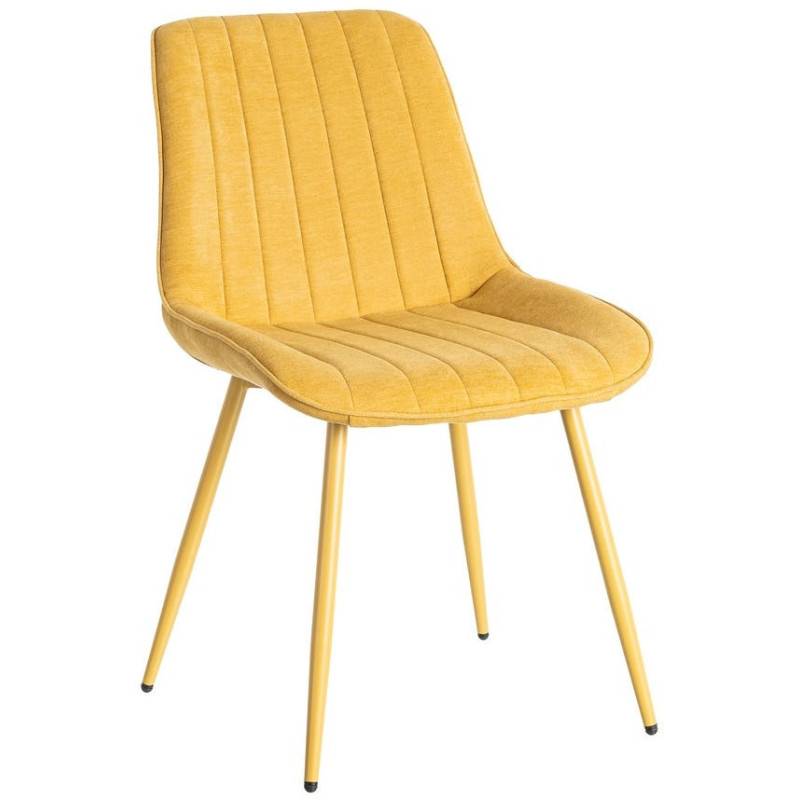 Chaise moderne chic en Tissu Côtelé Métal Jaune Vorela (Lot de 4) - 1