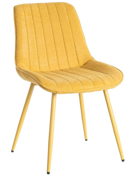 Chaise moderne chic en Tissu Côtelé Métal Jaune Vorela (Lot de 4) - 1
