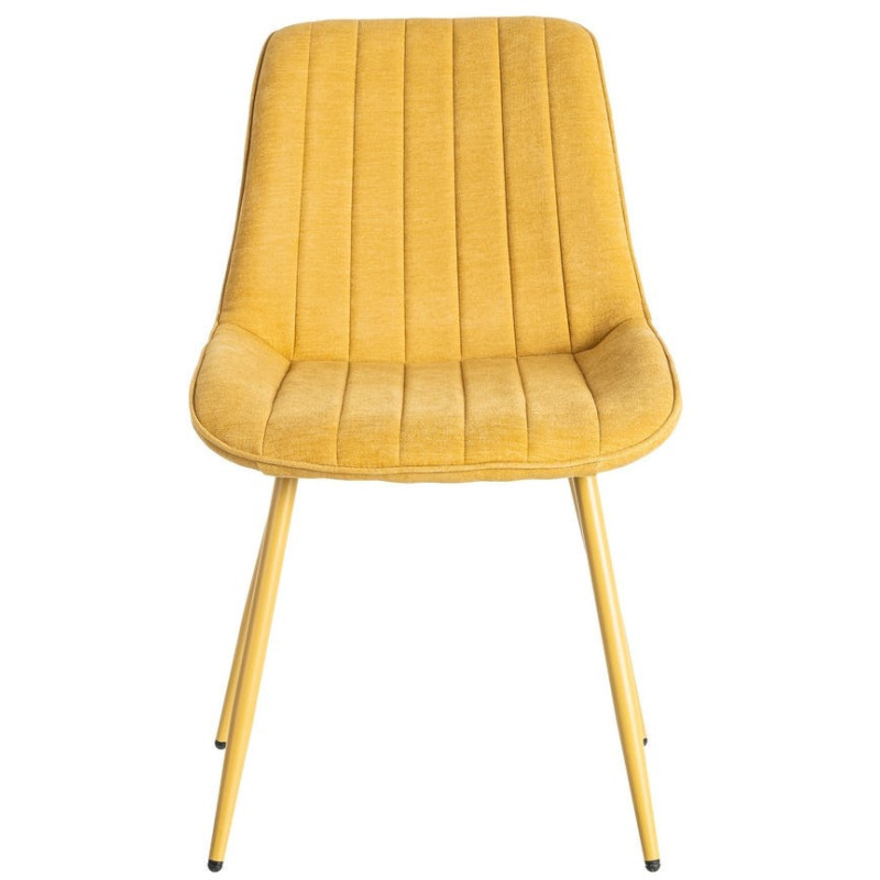Chaise moderne chic en Tissu Côtelé Métal Jaune Vorela (Lot de 4) - 2