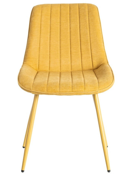 Chaise moderne chic en Tissu Côtelé Métal Jaune Vorela (Lot de 4) - 2