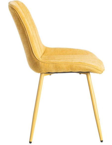 Chaise moderne chic en Tissu Côtelé Métal Jaune Vorela (Lot de 4) - 3