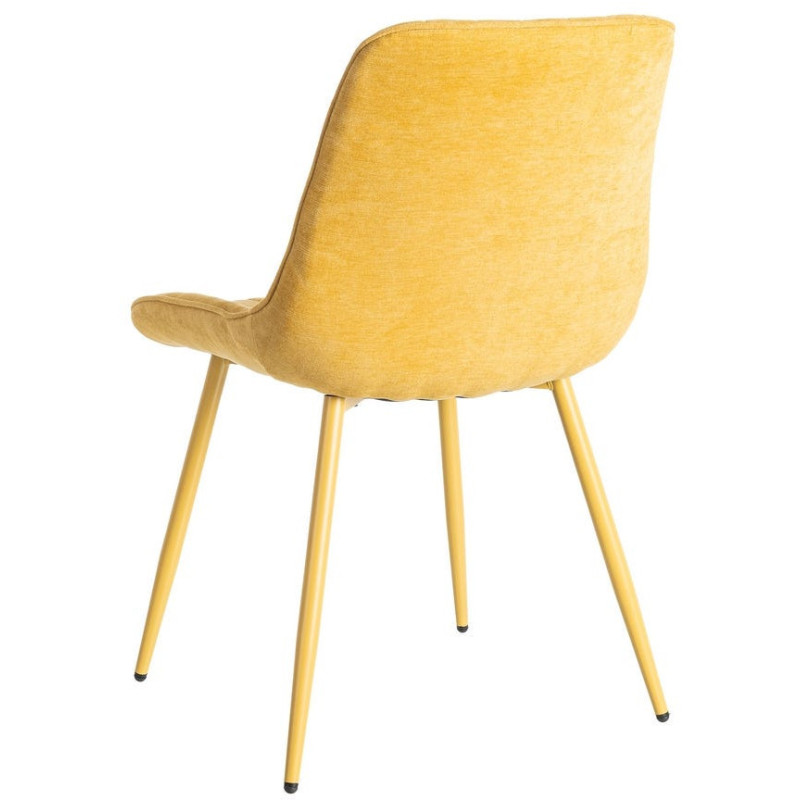 Chaise moderne chic en Tissu Côtelé Métal Jaune Vorela (Lot de 4) - 4