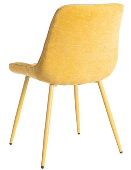 Chaise moderne chic en Tissu Côtelé Métal Jaune Vorela (Lot de 4) - 4