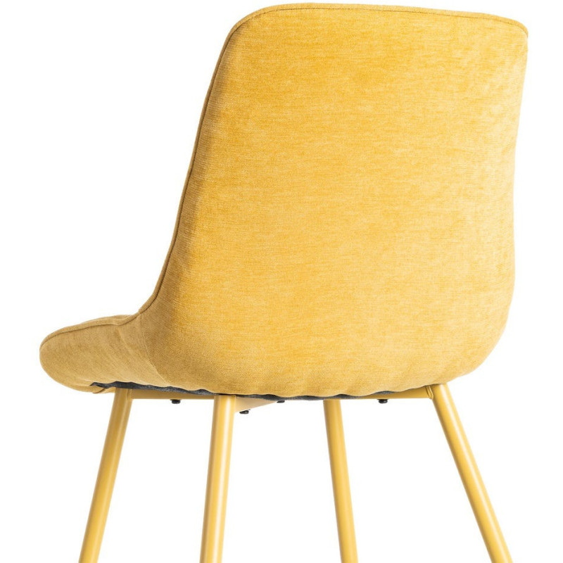 Chaise moderne chic en Tissu Côtelé Métal Jaune Vorela (Lot de 4) - 5