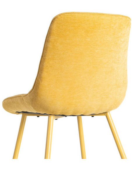 Chaise moderne chic en Tissu Côtelé Métal Jaune Vorela (Lot de 4) - 5