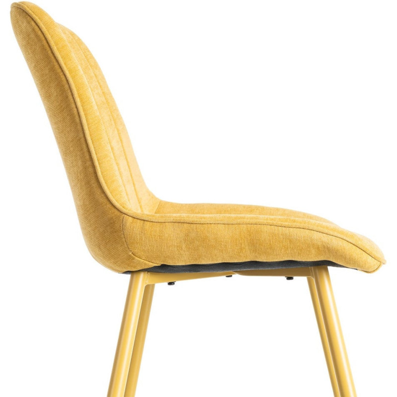 Chaise moderne chic en Tissu Côtelé Métal Jaune Vorela (Lot de 4) - 6