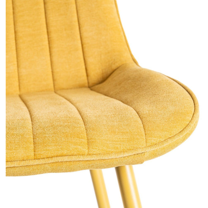 Chaise moderne chic en Tissu Côtelé Métal Jaune Vorela (Lot de 4) - 8