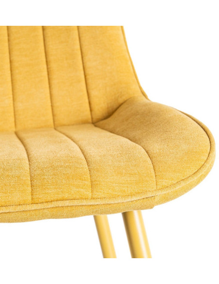 Chaise moderne chic en Tissu Côtelé Métal Jaune Vorela (Lot de 4) - 8