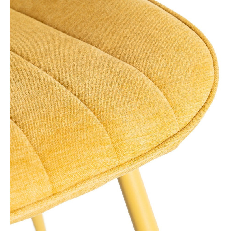 Chaise moderne chic en Tissu Côtelé Métal Jaune Vorela (Lot de 4) - 10