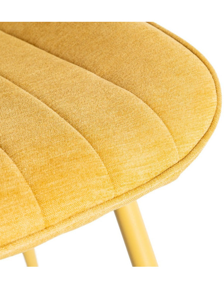 Chaise moderne chic en Tissu Côtelé Métal Jaune Vorela (Lot de 4) - 10