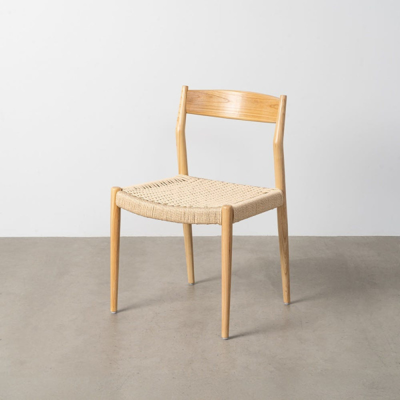 Chaise minimaliste wabi sabi Bois de frêne Naturel Corde en papier Beige Doniro (Lot de 2) - 11