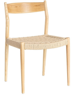 Chaise minimaliste wabi sabi Bois de frêne Naturel Corde en papier Beige Doniro (Lot de 2) - 1