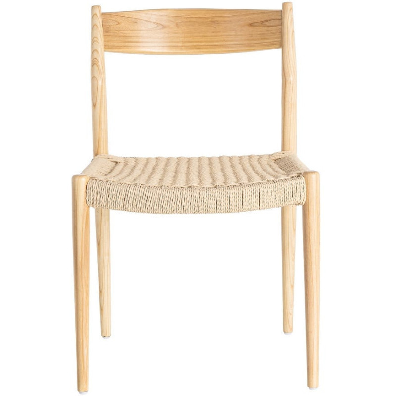 Chaise minimaliste wabi sabi Bois de frêne Naturel Corde en papier Beige Doniro (Lot de 2) - 2