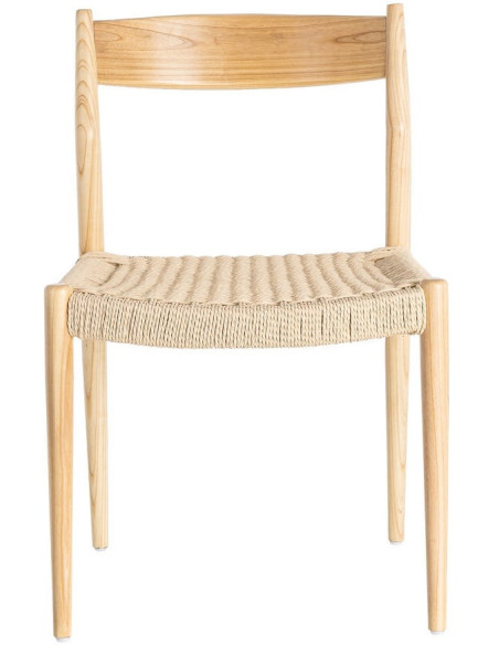 Chaise minimaliste wabi sabi Bois de frêne Naturel Corde en papier Beige Doniro (Lot de 2) - 2