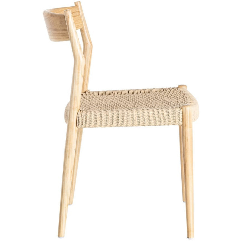 Chaise minimaliste wabi sabi Bois de frêne Naturel Corde en papier Beige Doniro (Lot de 2) - 3