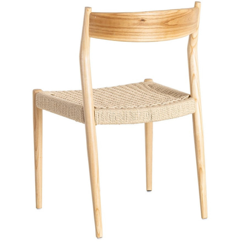 Chaise minimaliste wabi sabi Bois de frêne Naturel Corde en papier Beige Doniro (Lot de 2) - 4