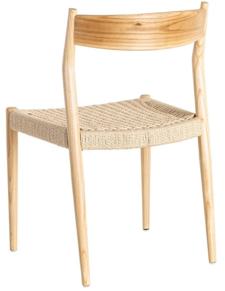 Chaise minimaliste wabi sabi Bois de frêne Naturel Corde en papier Beige Doniro (Lot de 2) - 4