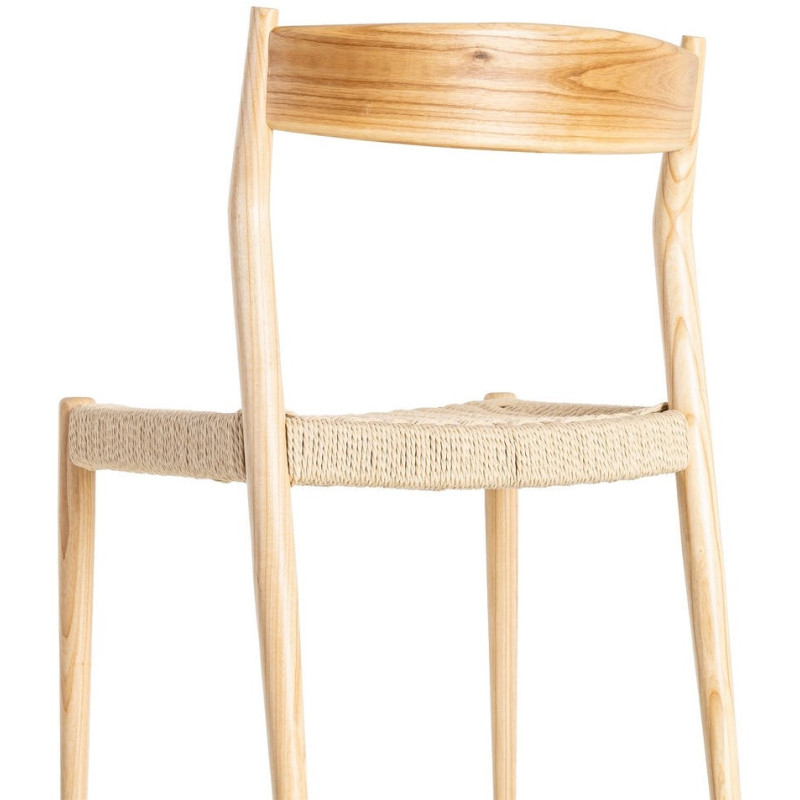 Chaise minimaliste wabi sabi Bois de frêne Naturel Corde en papier Beige Doniro (Lot de 2) - 5