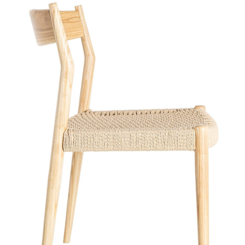 Chaise minimaliste wabi sabi Bois de frêne Naturel Corde en papier Beige Doniro (Lot de 2) - 6