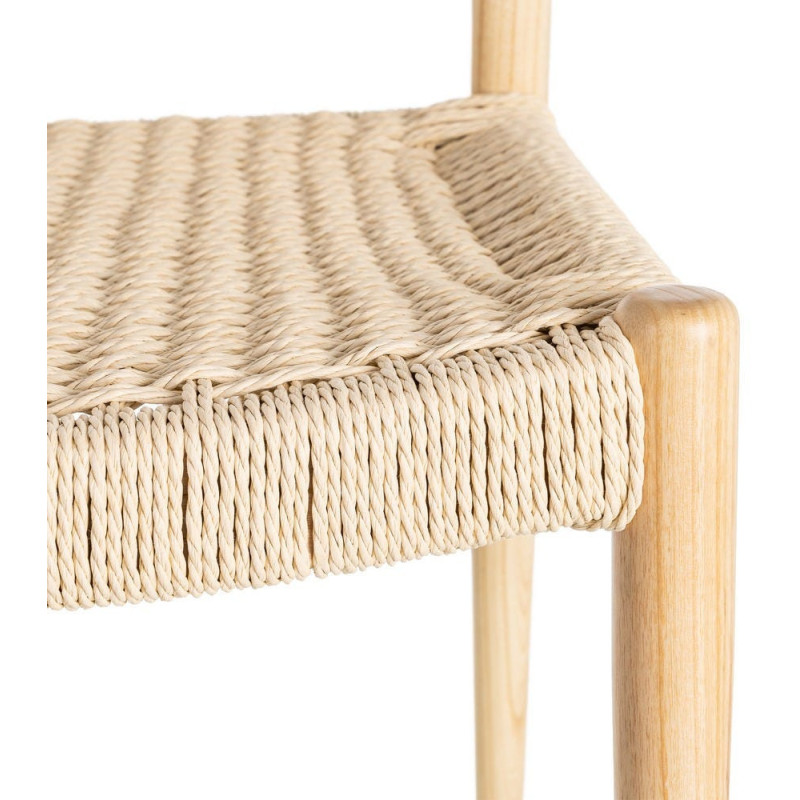 Chaise minimaliste wabi sabi Bois de frêne Naturel Corde en papier Beige Doniro (Lot de 2) - 7