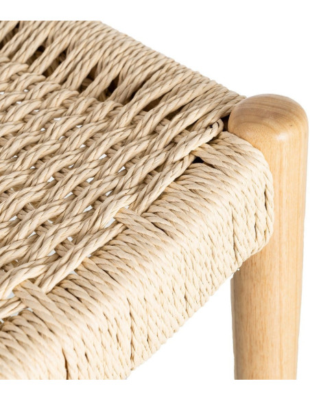 Chaise minimaliste wabi sabi Bois de frêne Naturel Corde en papier Beige Doniro (Lot de 2) - 9