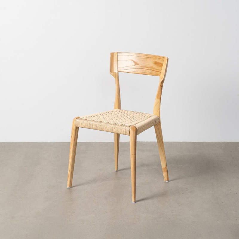 Chaise moderne japandi Bois de frêne Naturel Corde en papier Beige Helvio (Lot de 2) - 11