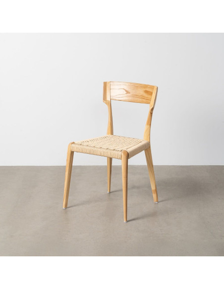 Chaise moderne japandi Bois de frêne Naturel Corde en papier Beige Helvio (Lot de 2) - 11