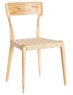 Chaise moderne japandi Bois de frêne Naturel Corde en papier Beige Helvio (Lot de 2) - 1