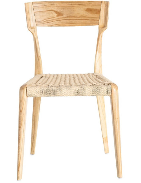 Chaise moderne japandi Bois de frêne Naturel Corde en papier Beige Helvio (Lot de 2) - 2