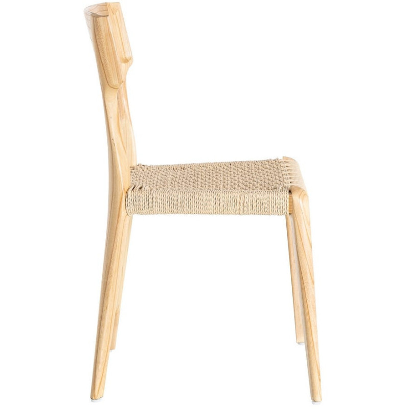 Chaise moderne japandi Bois de frêne Naturel Corde en papier Beige Helvio (Lot de 2) - 3