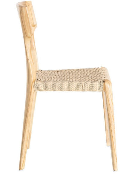 Chaise moderne japandi Bois de frêne Naturel Corde en papier Beige Helvio (Lot de 2) - 3