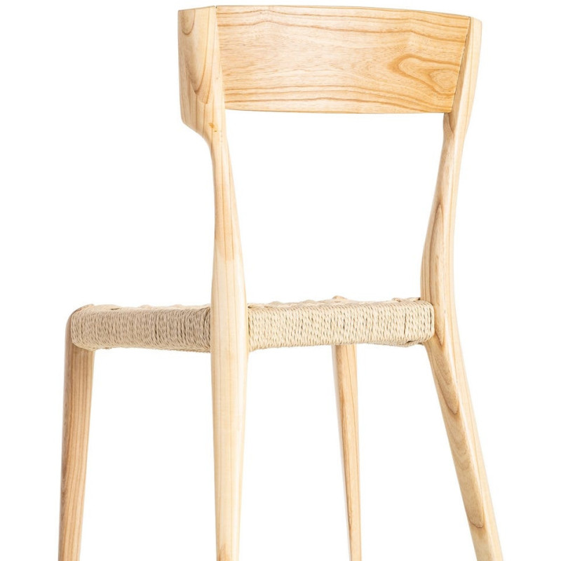 Chaise moderne japandi Bois de frêne Naturel Corde en papier Beige Helvio (Lot de 2) - 5