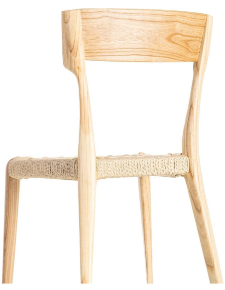 Chaise moderne japandi Bois de frêne Naturel Corde en papier Beige Helvio (Lot de 2) - 5