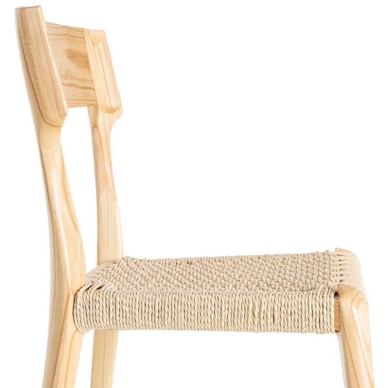 Chaise moderne japandi Bois de frêne Naturel Corde en papier Beige Helvio (Lot de 2) - 6