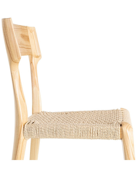 Chaise moderne japandi Bois de frêne Naturel Corde en papier Beige Helvio (Lot de 2) - 6