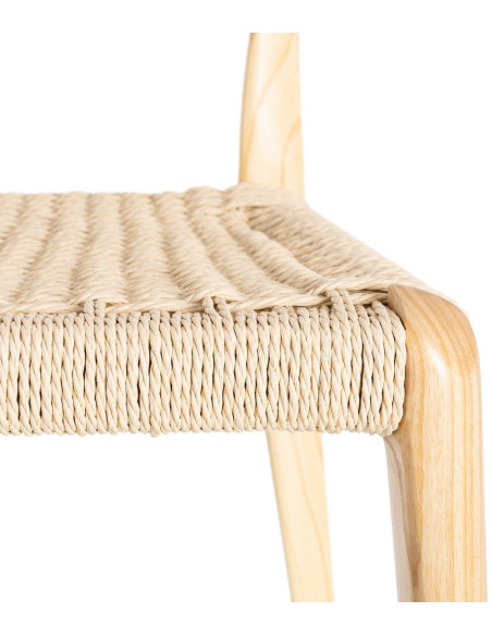Chaise moderne japandi Bois de frêne Naturel Corde en papier Beige Helvio (Lot de 2) - 7