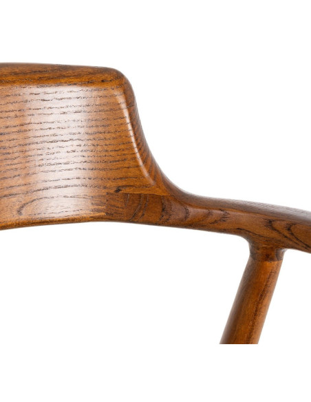 Fauteuil vintage scandinave années 50 Bois d'hévéa Marron Corde en papier Beige Monilo (Lot de 2) - 8