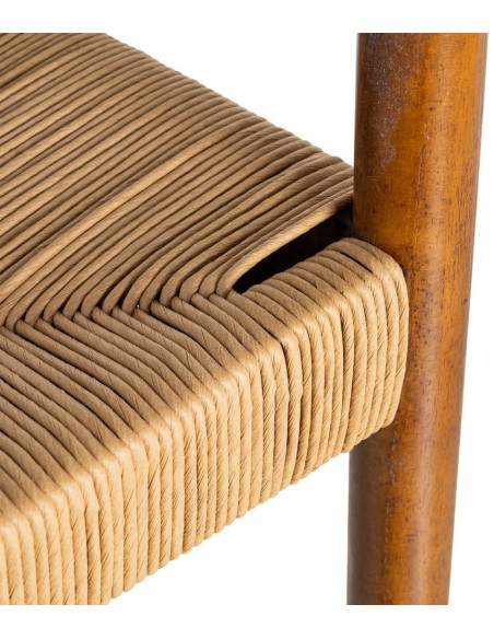 Fauteuil vintage scandinave années 50 Bois d'hévéa Marron Corde en papier Beige Monilo (Lot de 2) - 9