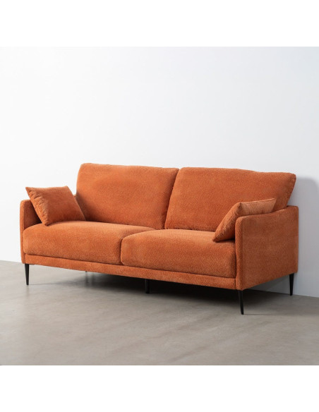 Canapé mid-century moderne Droit 2 places Tissu Terracotta Bois d'eucalyptus Valira - 3