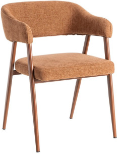 Fauteuil de table mid-century moderne Tissu Métal Rouge brique Bervin (Lot de 2) - 1