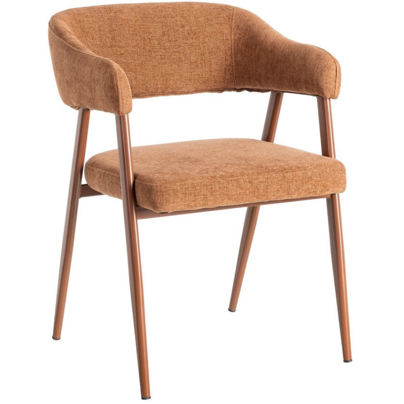 Fauteuil de table mid-century moderne Tissu Métal Rouge brique Bervin (Lot de 2) - 1