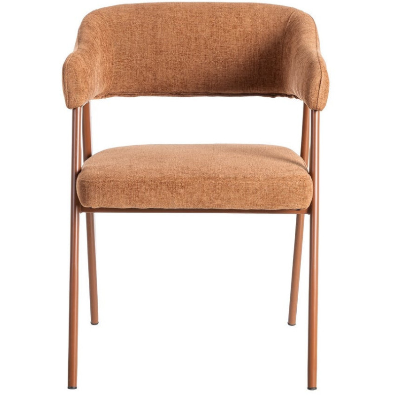 Fauteuil de table mid-century moderne Tissu Métal Rouge brique Bervin (Lot de 2) - 2