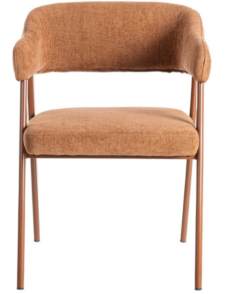 Fauteuil de table mid-century moderne Tissu Métal Rouge brique Bervin (Lot de 2) - 2