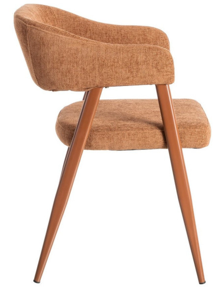 Fauteuil de table mid-century moderne Tissu Métal Rouge brique Bervin (Lot de 2) - 3