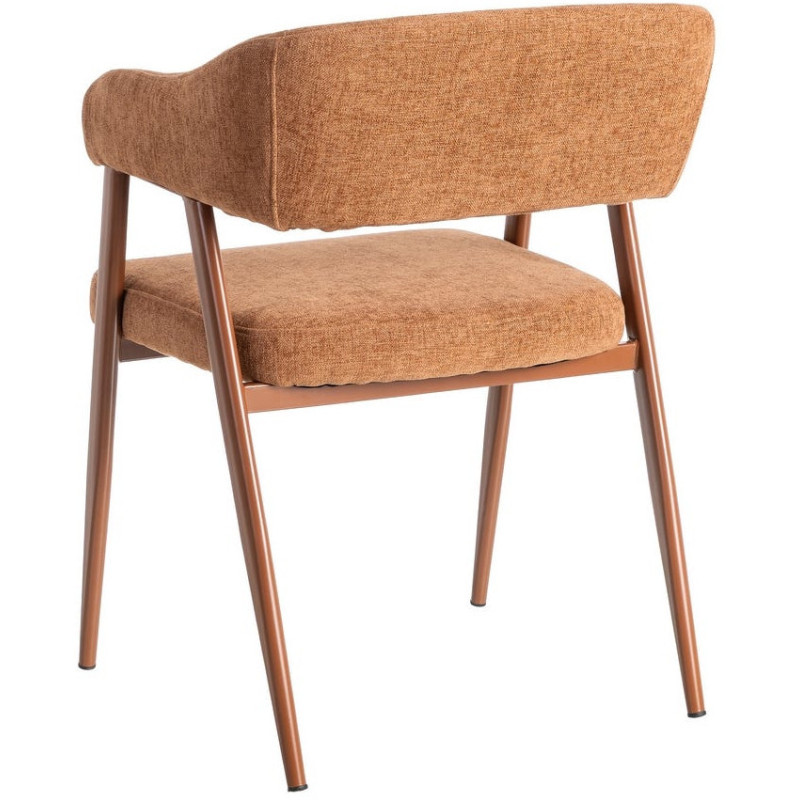 Fauteuil de table mid-century moderne Tissu Métal Rouge brique Bervin (Lot de 2) - 4