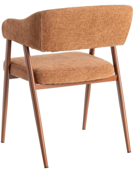 Fauteuil de table mid-century moderne Tissu Métal Rouge brique Bervin (Lot de 2) - 4