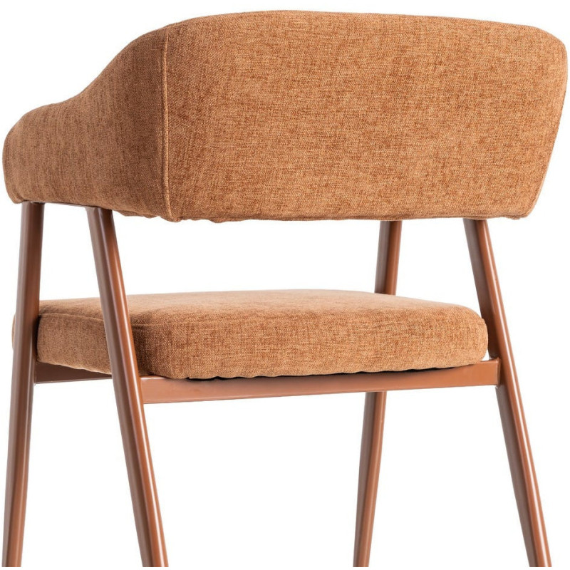 Fauteuil de table mid-century moderne Tissu Métal Rouge brique Bervin (Lot de 2) - 5