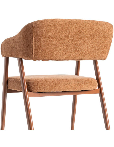 Fauteuil de table mid-century moderne Tissu Métal Rouge brique Bervin (Lot de 2) - 5