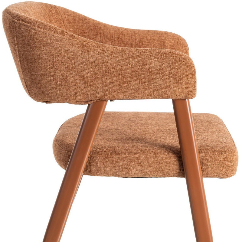 Fauteuil de table mid-century moderne Tissu Métal Rouge brique Bervin (Lot de 2) - 6