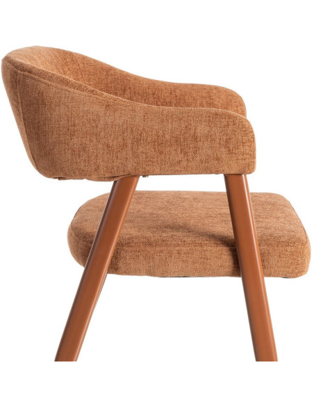 Fauteuil de table mid-century moderne Tissu Métal Rouge brique Bervin (Lot de 2) - 6